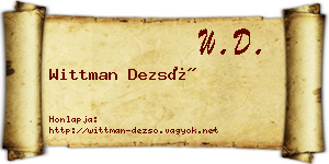 Wittman Dezső névjegykártya